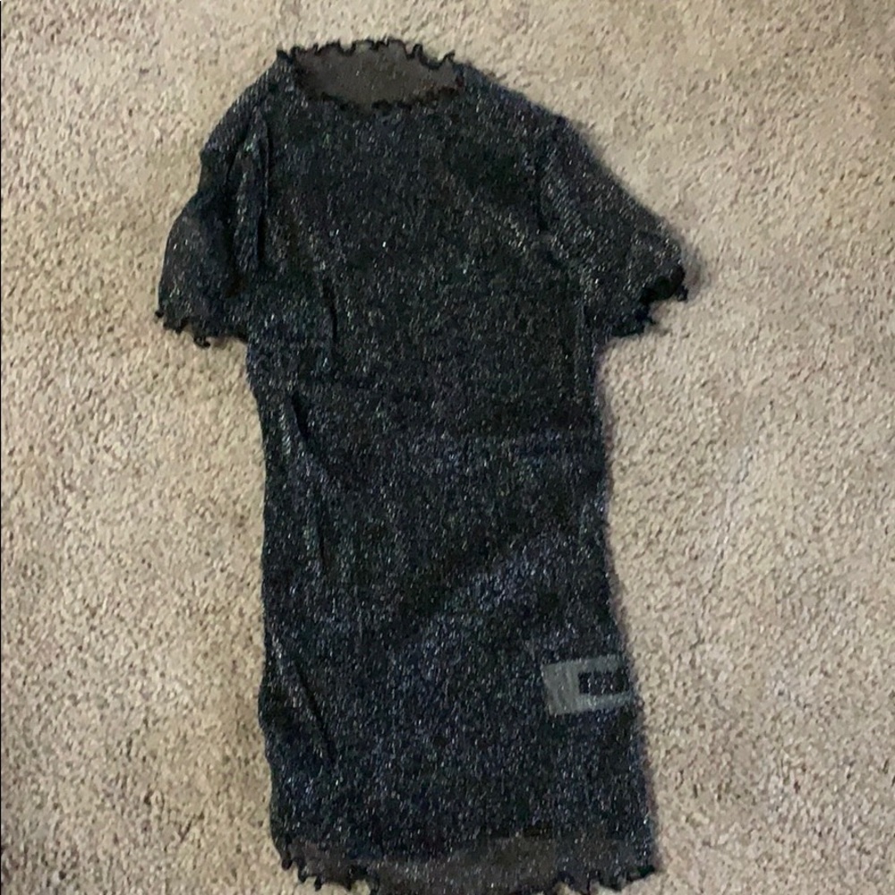 Sheer glittery short sleeve shirt